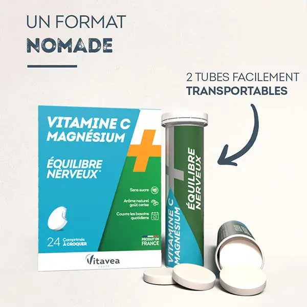 Vitavea Vitamina C + Magnésio Equilíbrio do Sistema Nervoso 24 Comprimidos Mastigáveis