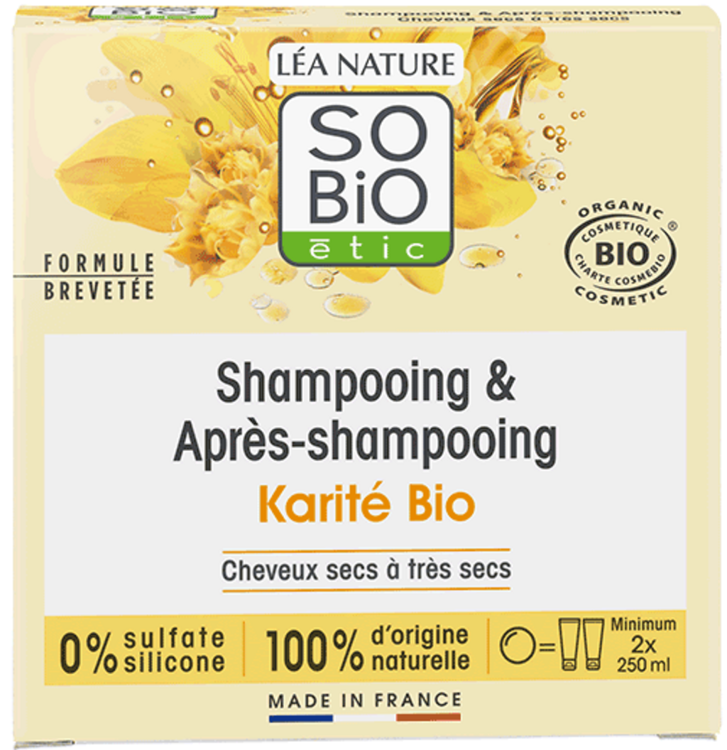 LÉA NATURE SO BiO étic  2in1 Festes Shampoo & Spülung Sheabutter, 65 g