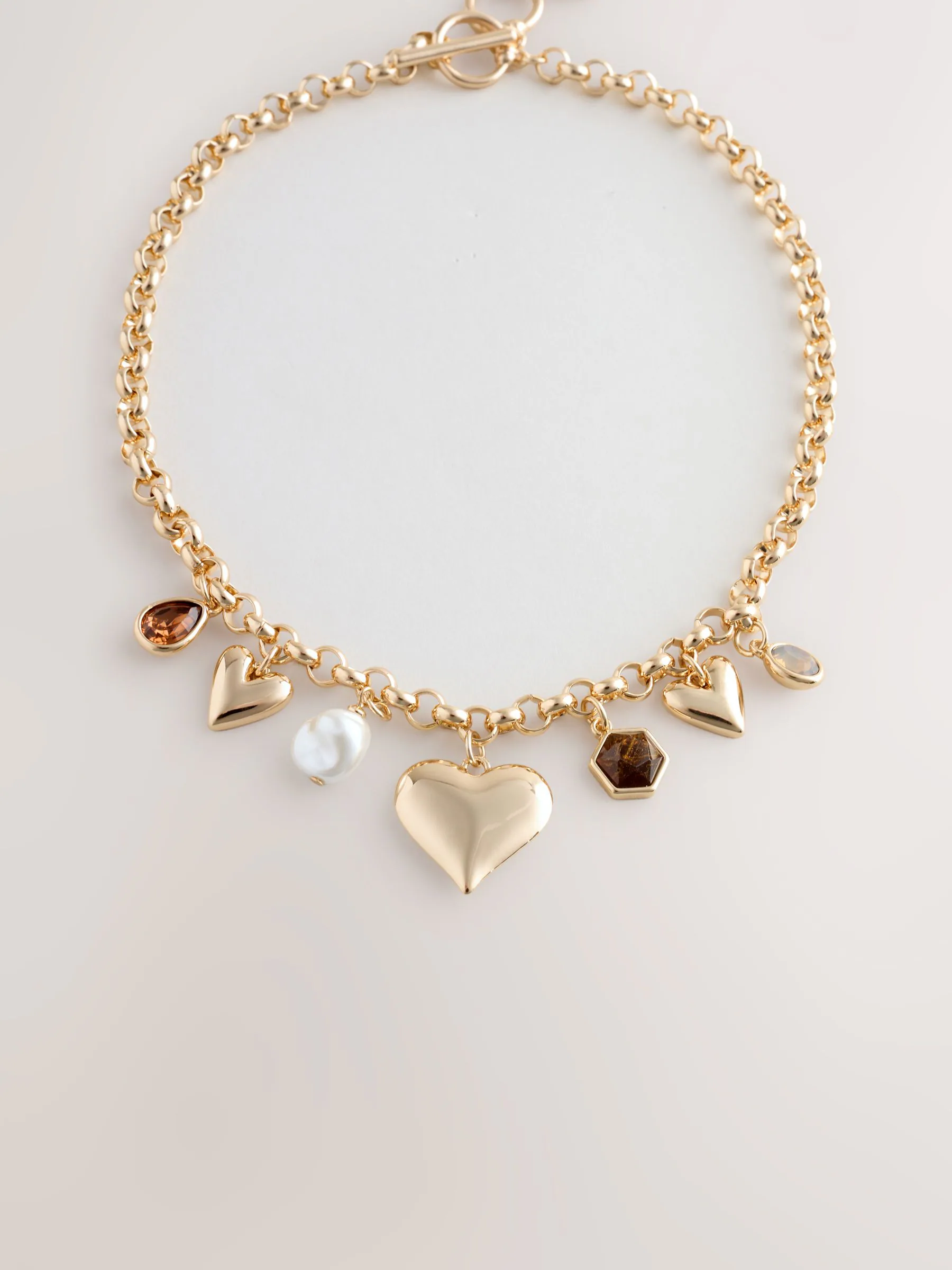 Goudkleurig - Heart Charm Chunky Necklace