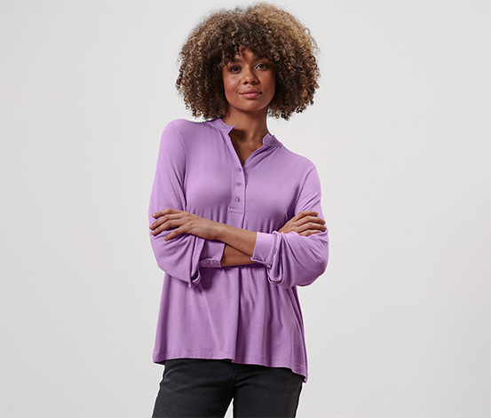 Blusenshirt mit Knopfleiste, schwarz