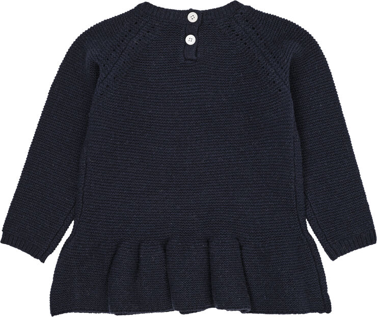 Copenhagen Colors LAMBWOOL BLOUSE W. FRILL & BOW EMB Navy