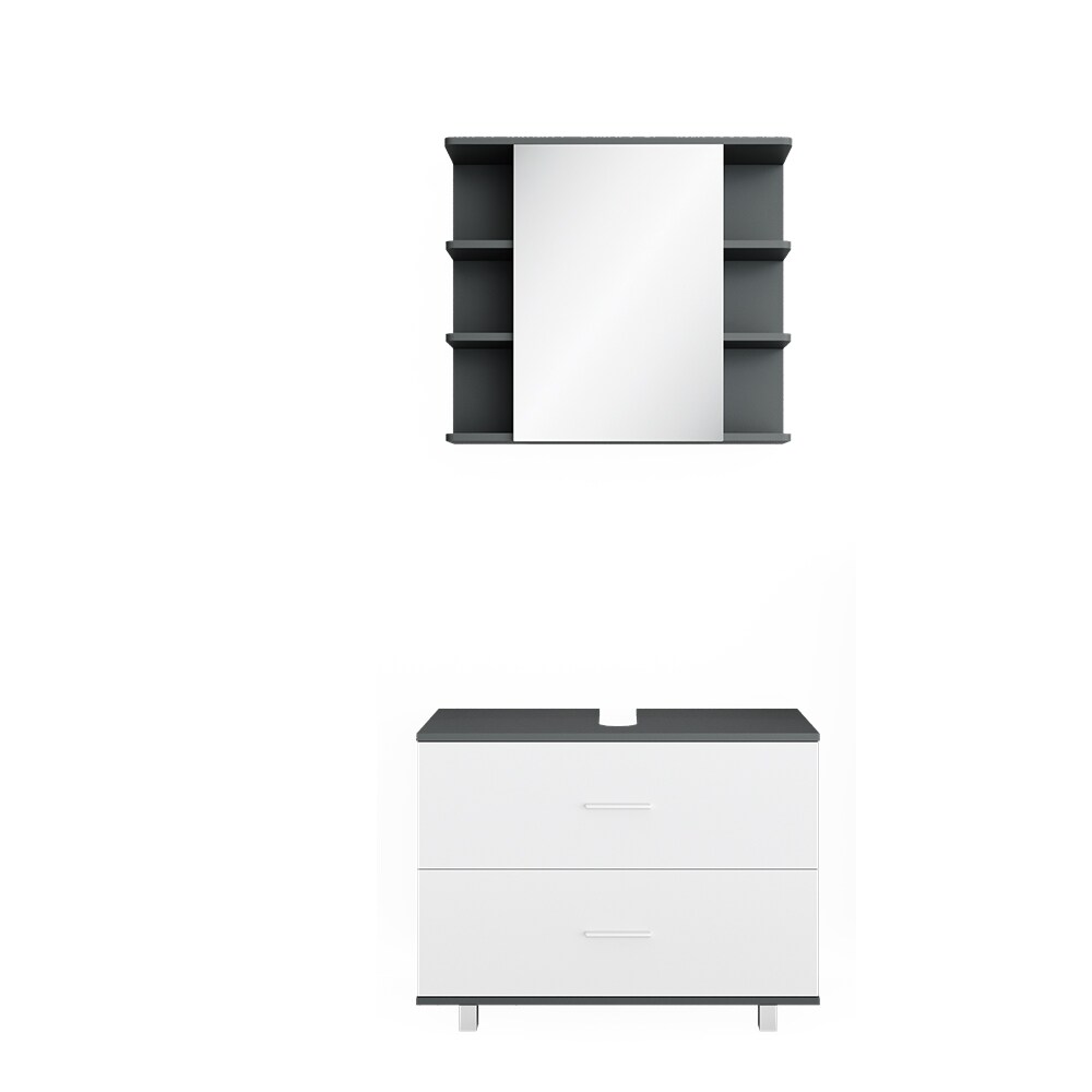 VICCO Badmöbel Set ILIAS Weiß Anthrazit Bad Spiegel Unterschrank Badschrank