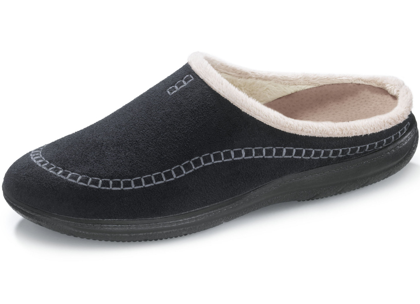Velours-Pantoffel mit Ziernaht