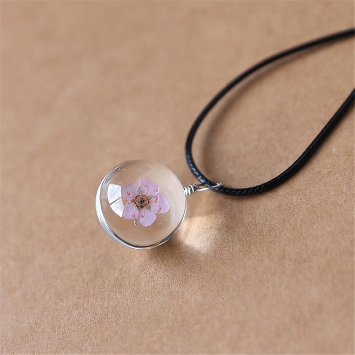 (15mm) Glas Blumen Anhänger DIY Charms Bastel Schmuck Zwischenperle für Armband / Kette - Transparent / Rosa