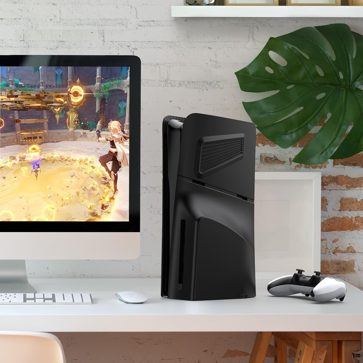 PlayStation 5 PS5 Slim Frontplatte Faceplate Gehäuse Case Cover Dock Ersatzplatte mit Lufteinlass - Schwarz