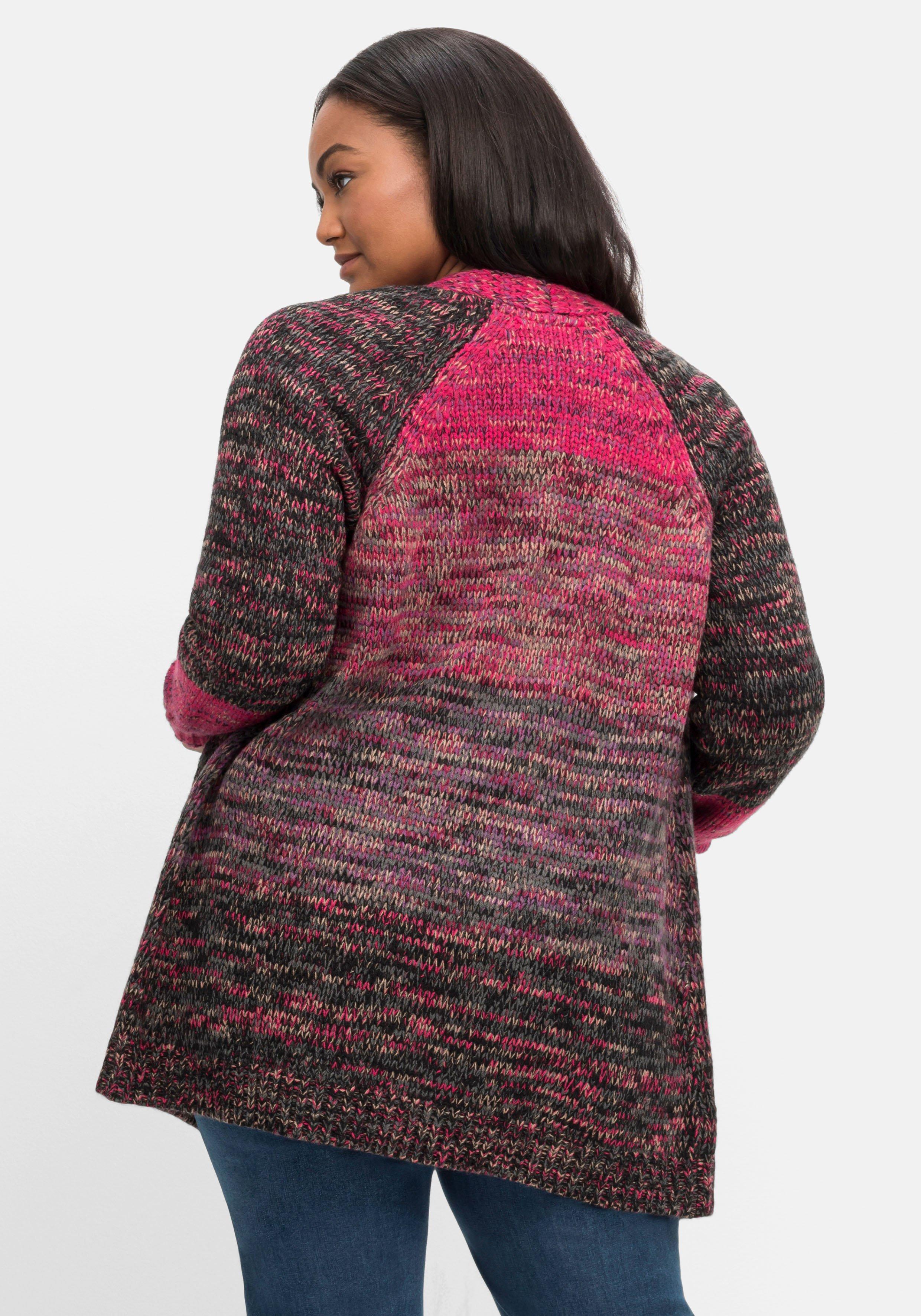 Longstrickjacke in Multicolour und offener Form