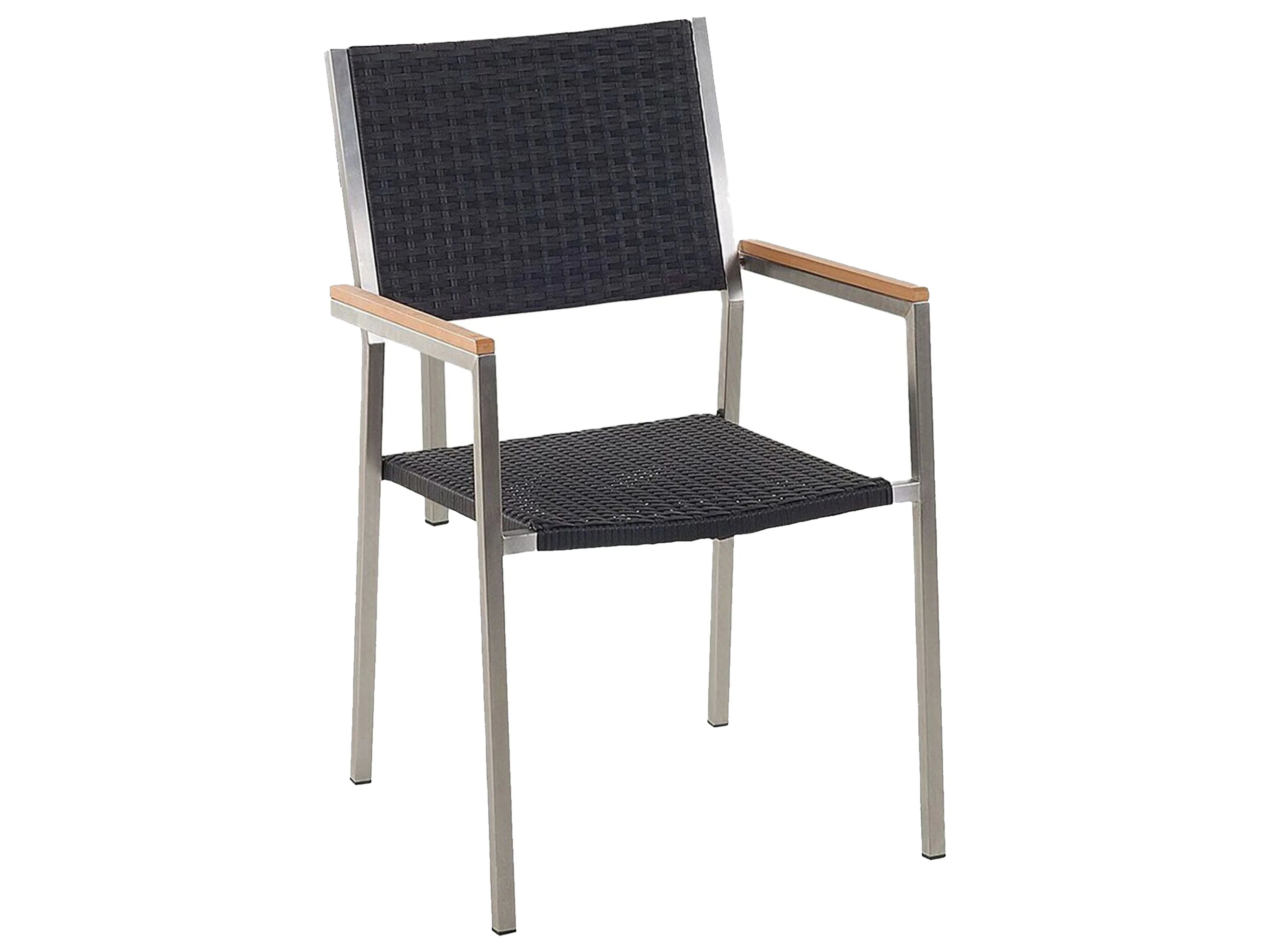 Tuinset 4-zits COSOLETO/GROSSETO Veiligheidsglas Granieteffect Zwart