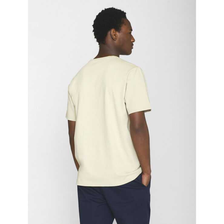 Knowledge Cotton Apparel Regular fit Badge t-shirt - GOTS/Vegan Safari melange
