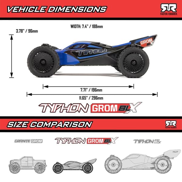 ARRMA Typhon Grom 223S BLX 4WD Blue/Black - RTR