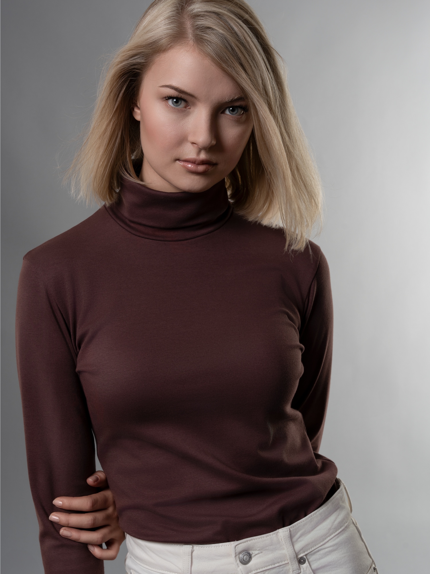 Rollkragenshirt Kastanie