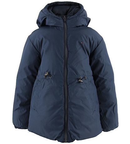 Tommy Hilfiger Dynejakke - Vendbar - Navy/R?d/Hvid