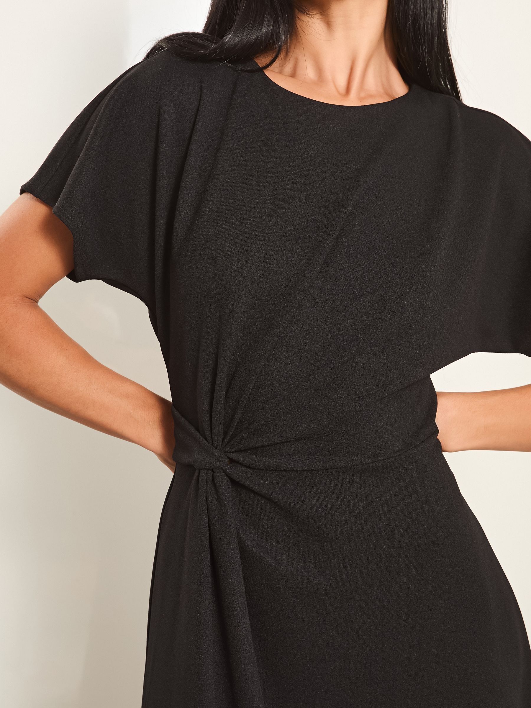 Zwart - Lipsy midi-jurk met knoop aan de zijkant
