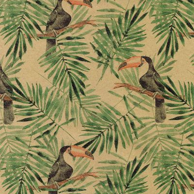 Rouleau papier cadeau kraft 0,7 x 50 m 65g imprimé tropical - Viquel