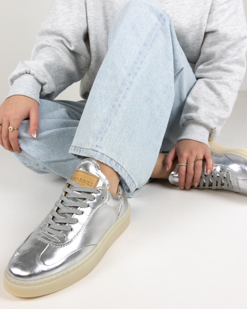 Shabbies Amsterdam Bossa Oxford Hoge sneakers  - zilver