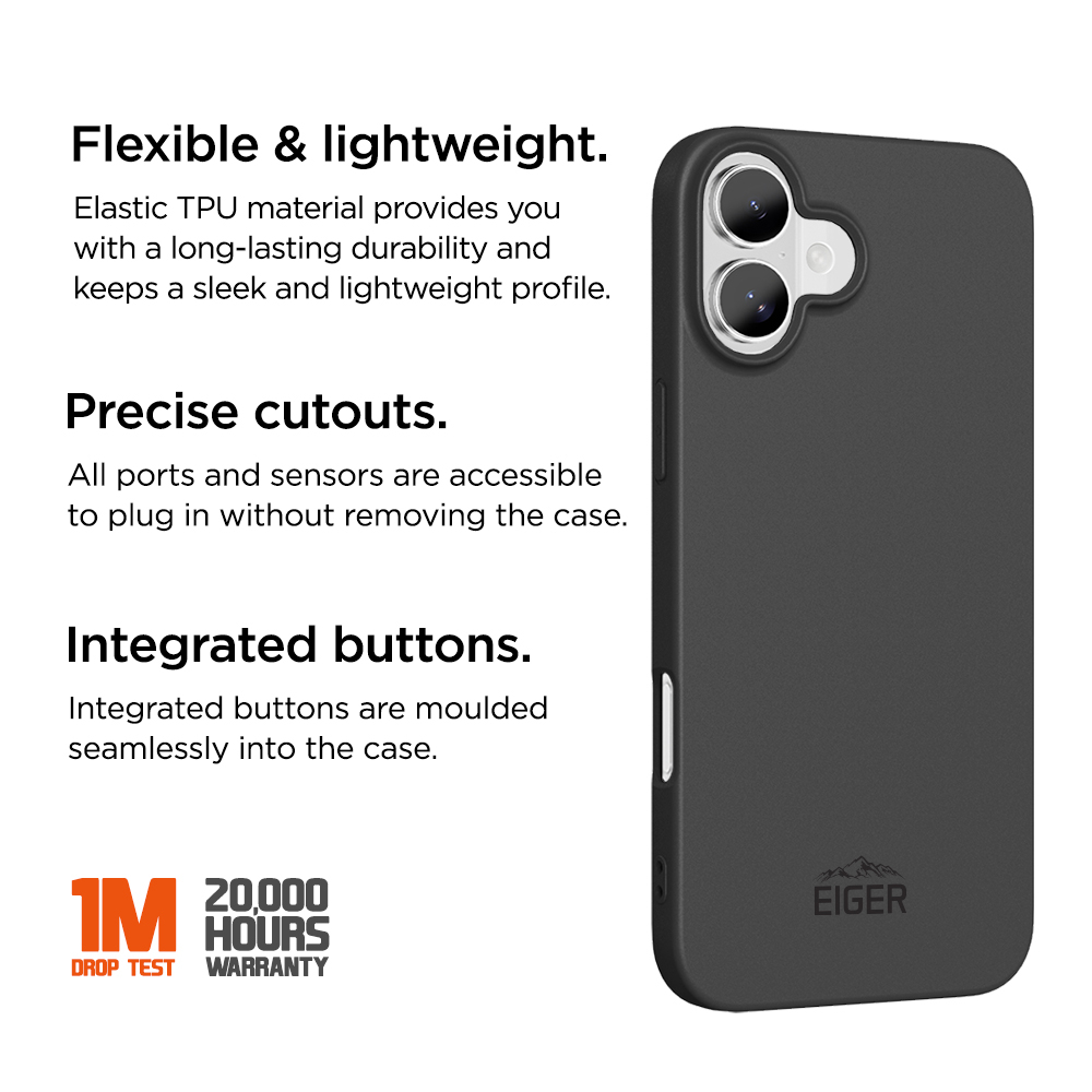 iPhone 16 Grip Case Gummi Schutzhülle (EGCA00612) - Schwarz