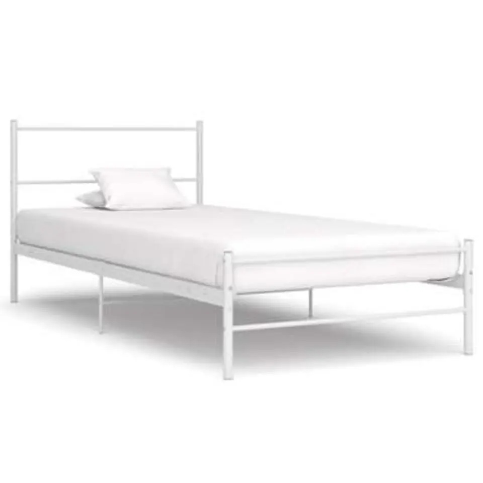vidaXL - Bed frame met hoofdeinde - Wit - Metaal - 90 x 200 cm