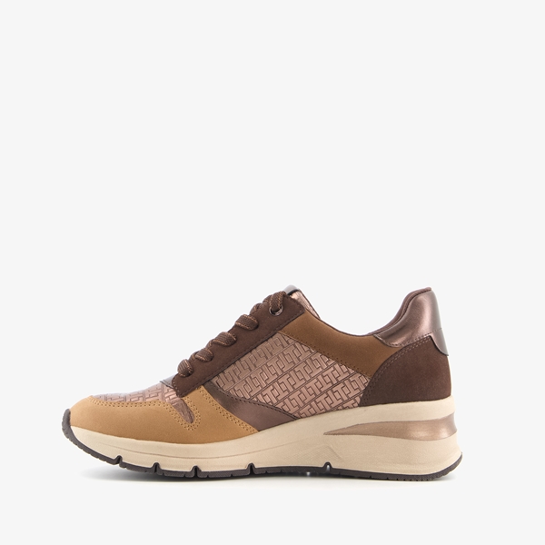 Tamaris dames sneakers bruin met print