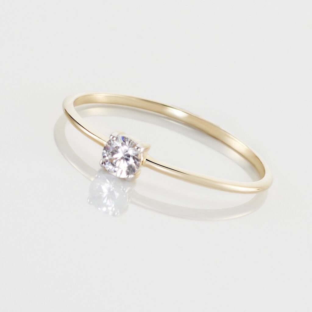 Solitaire Or Jaune Philys Oxyde De Zirconium