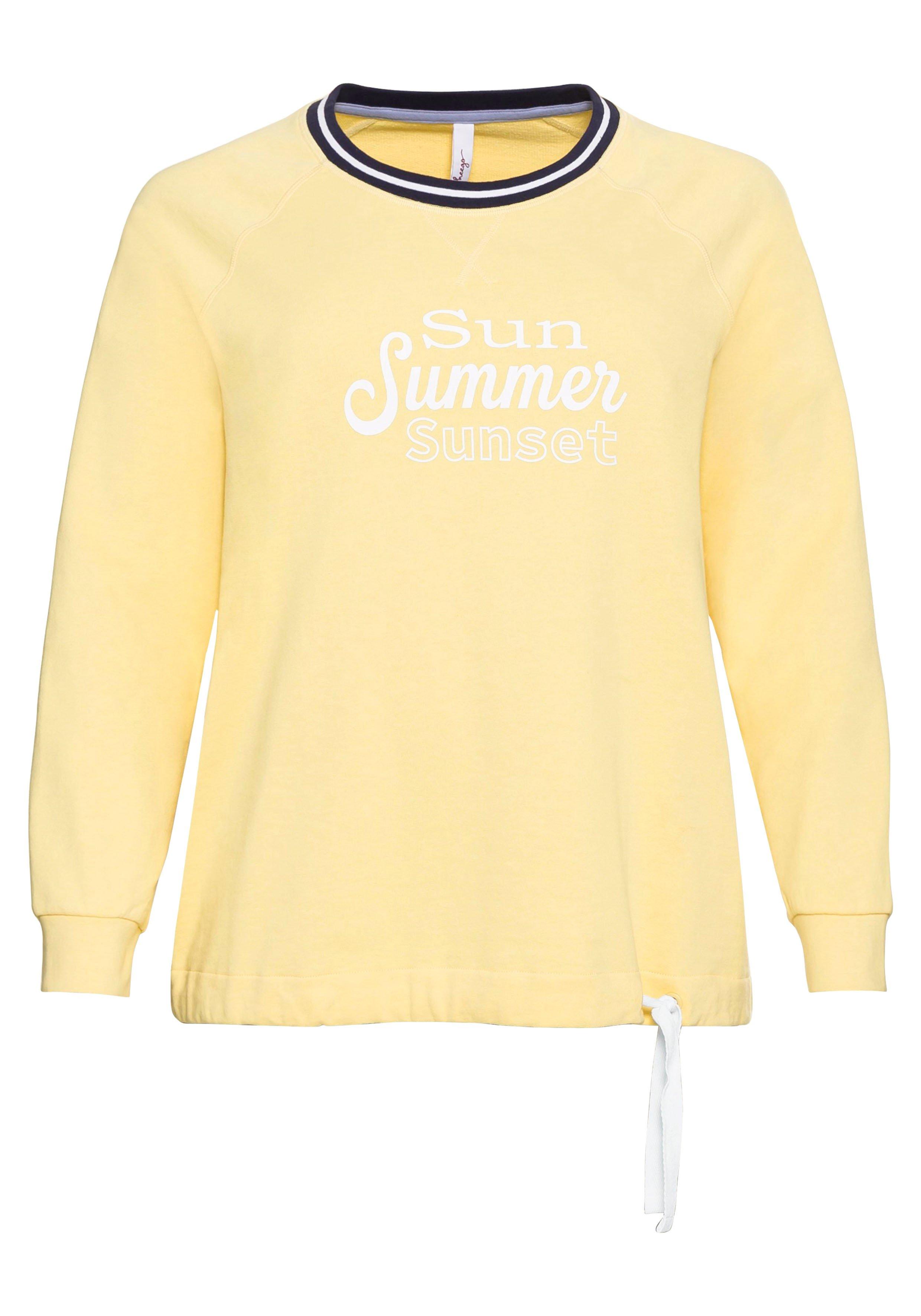 Sweatshirt mit Frontdruck und Kontrast-Rundhals
