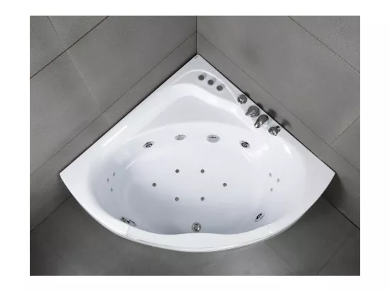 Baignoire balnéo d'angle TASMANIE WHITE Jets L135xl135xH54cm, by SPALINA
