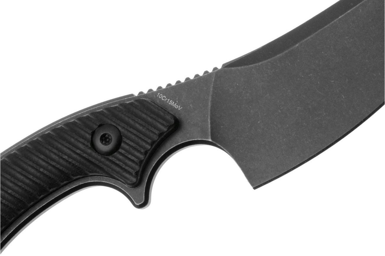 QSP Knife Viper QS166-A2 Blackwashed 10Cr15MoV, Black G10, vaststaand mes