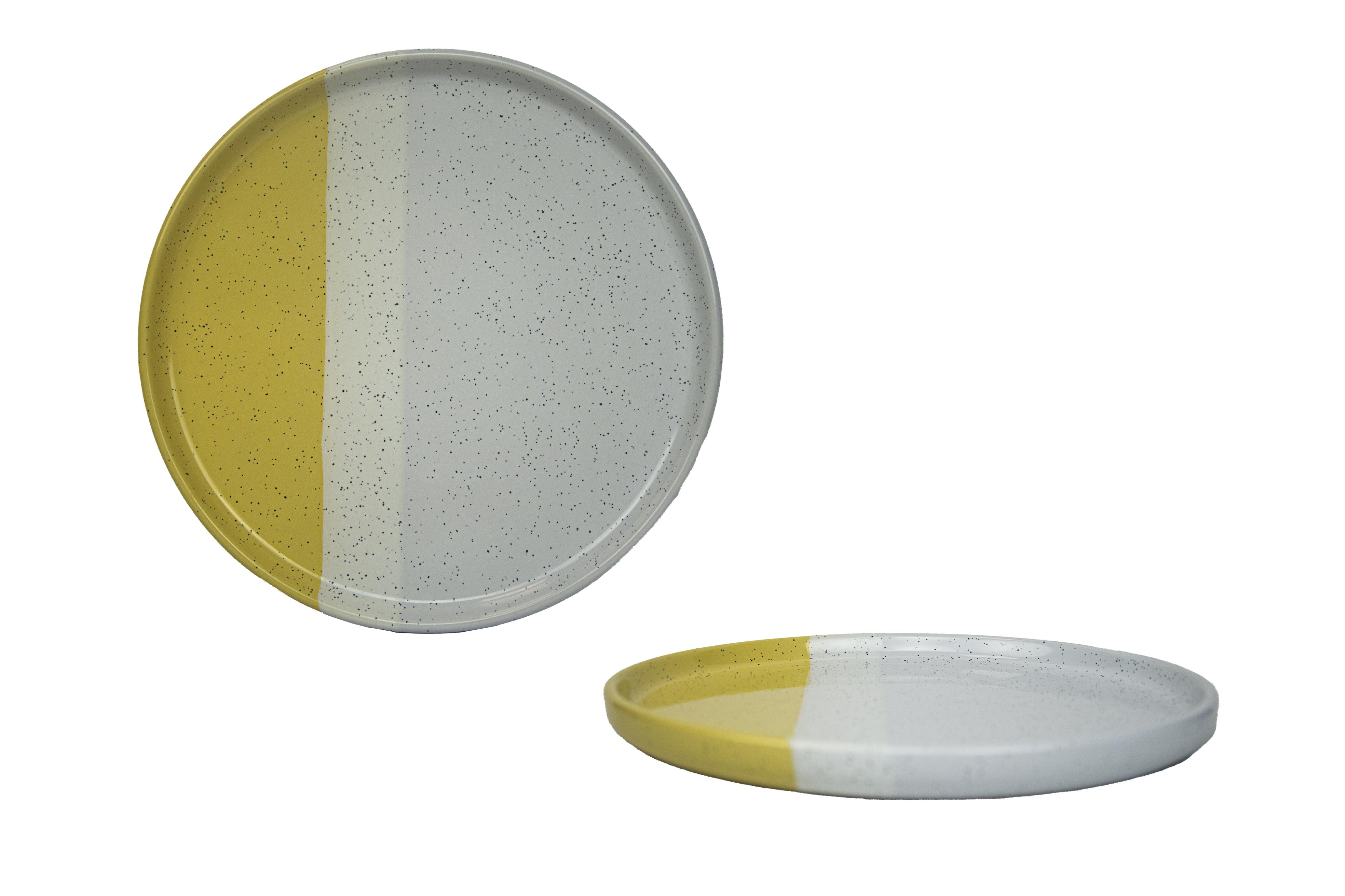 ASSIETTE A DESSERT GEO 21CM JAUNE GRES