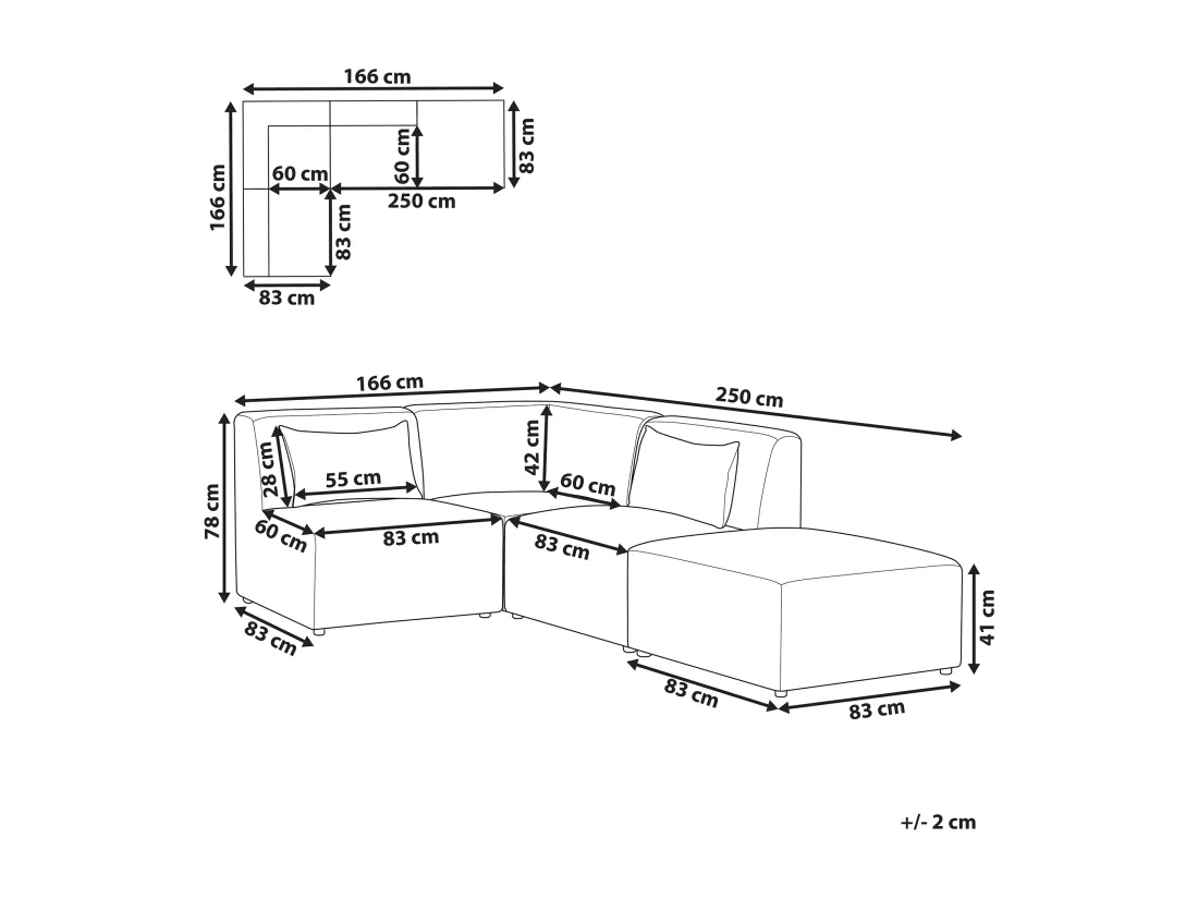 Canapé d'angle côté droit modulable 3 places en velours côtelé beige avec ottoman LEMVIG