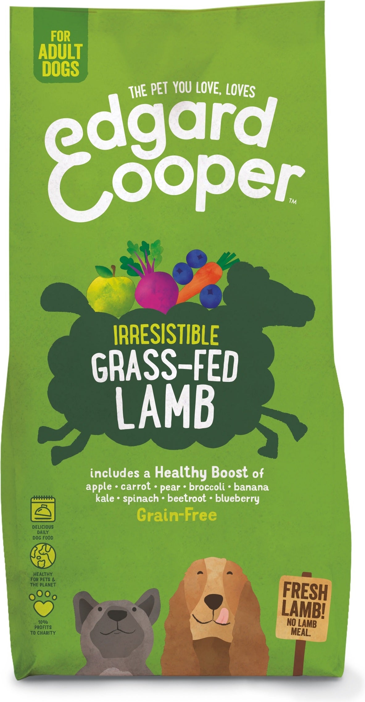 Edgard & Cooper hondenvoer verse graslam adult 7 kg