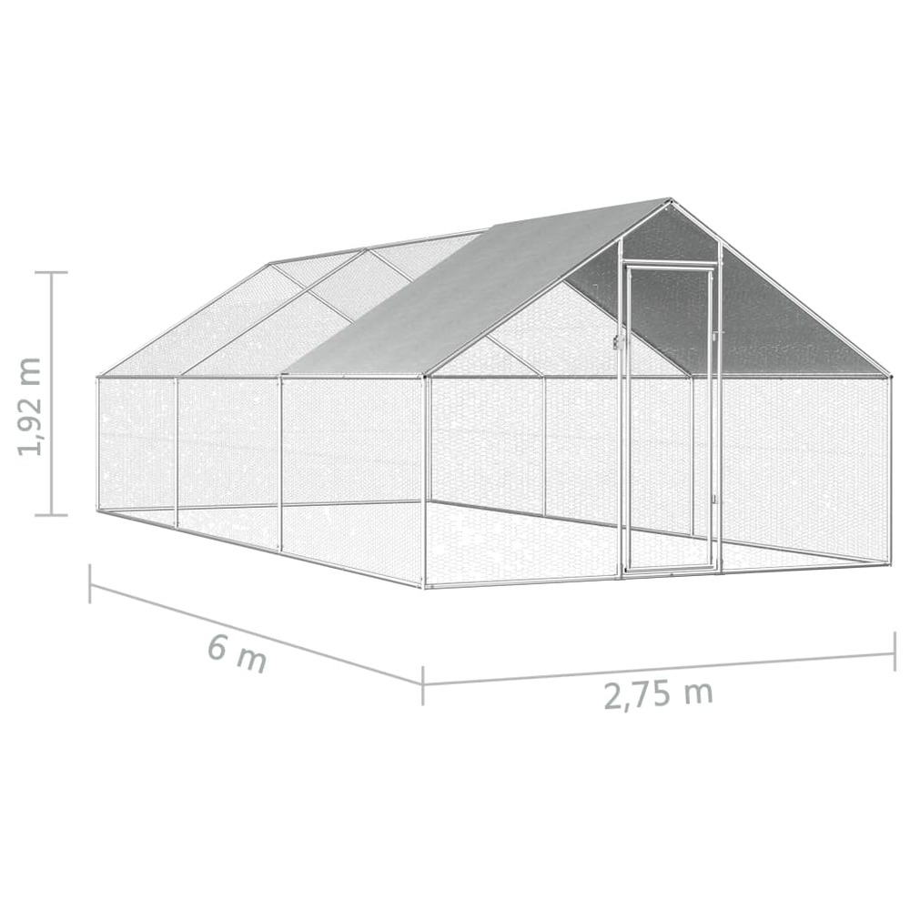 Poulailler d'extérieur 2,75 x 6 x 1,92 m acier galvanisé toit en pe