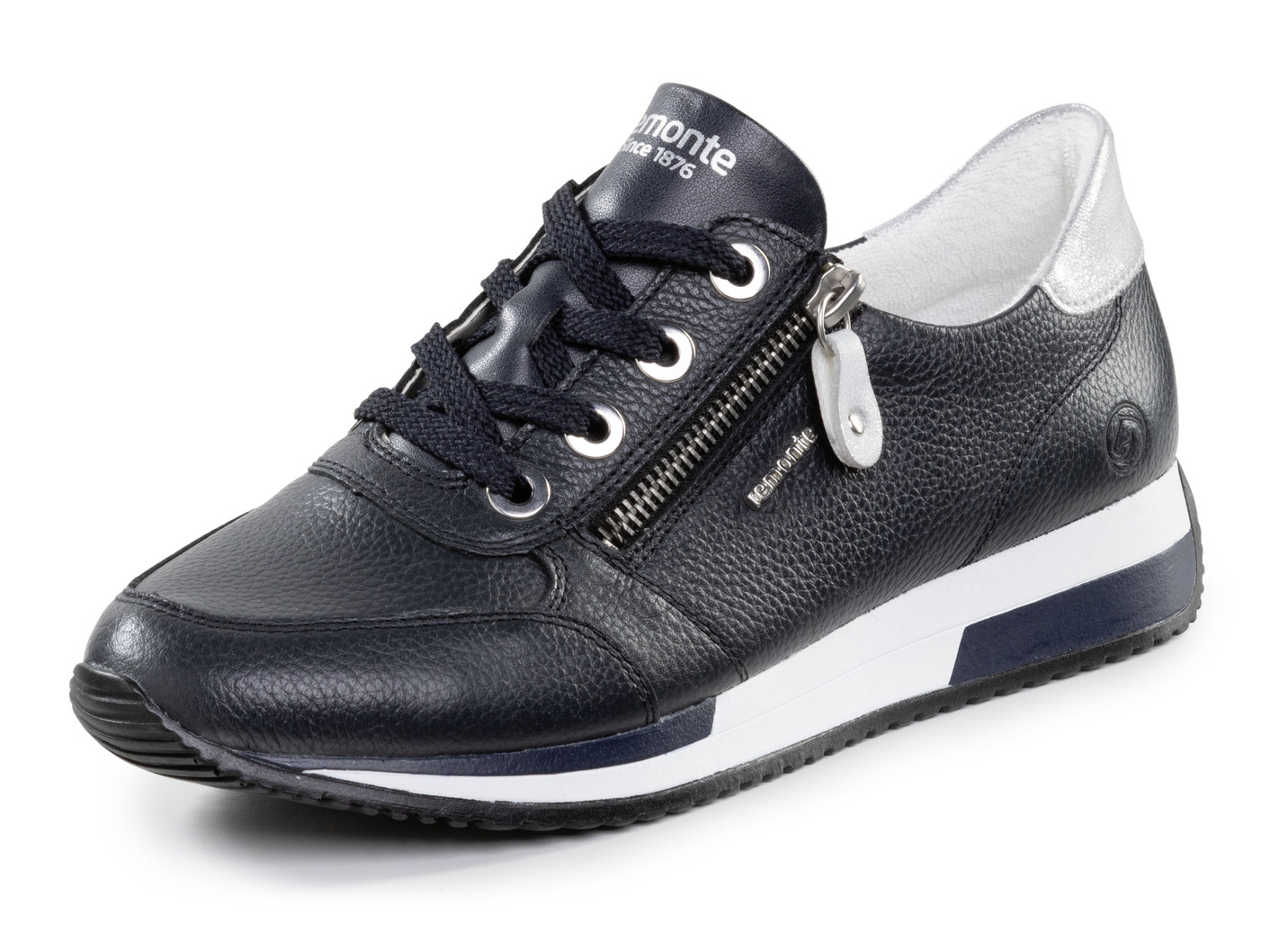 Remonte Schnür-Sneaker mit silberfarben schimmerndem Kontrast-Besatz