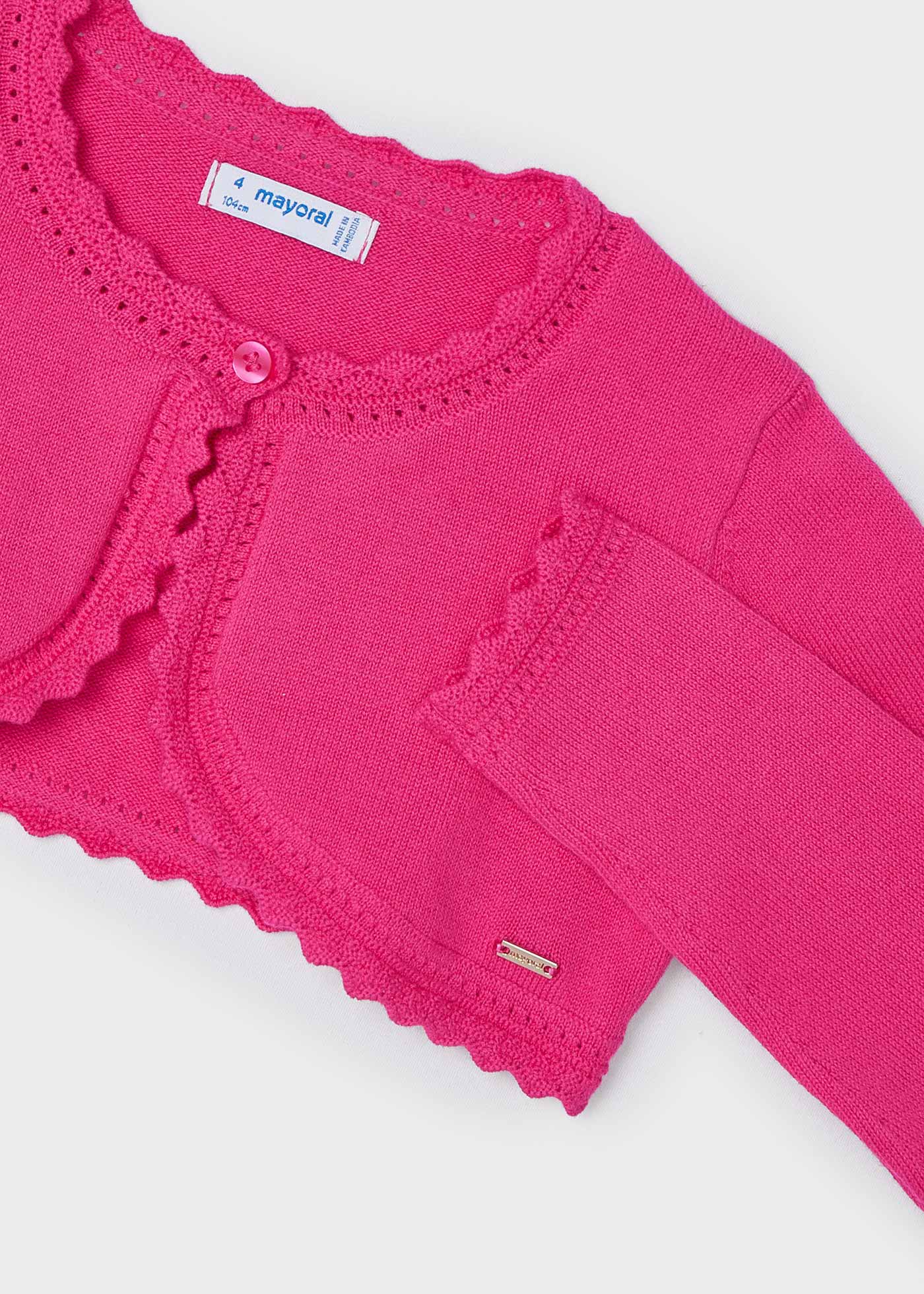 Cardigã feminino Better Cotton em fio metálico na cor nude.
