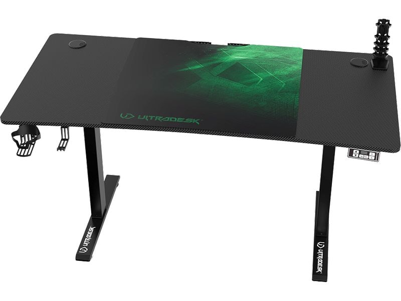 Ultradesk Gaming Tisch Level V2 Grün Elektrisch höhenverstellbarer Gaming-Tisch für bis zu zwei Monitore