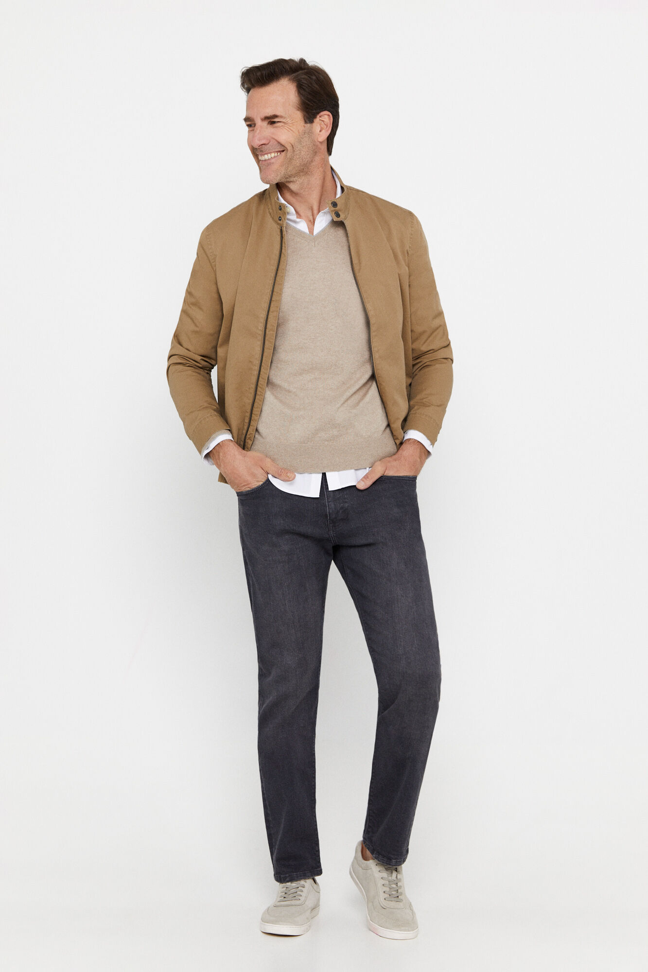 Calça jeans Dynamic de corte regular - Cinza