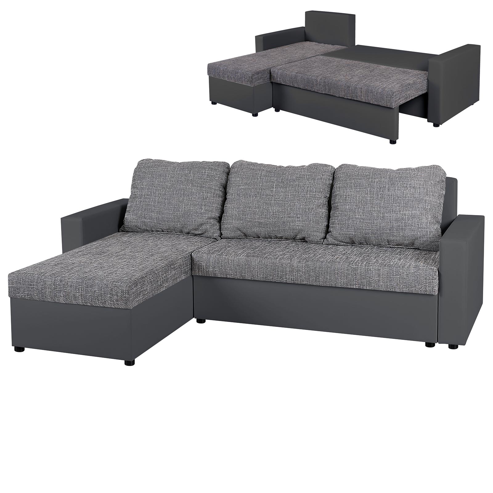 Ecksofa - grau - Liegefunktion