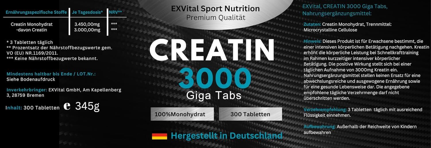 EXVital® Creatin Monohydrat 3000 Tabletten