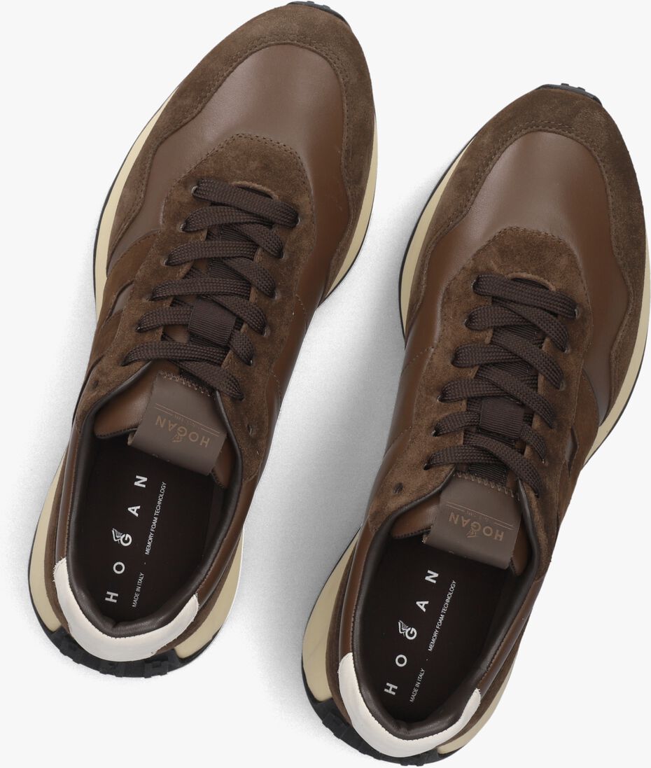 bruine hogan lage sneakers h601 allacciato h patch