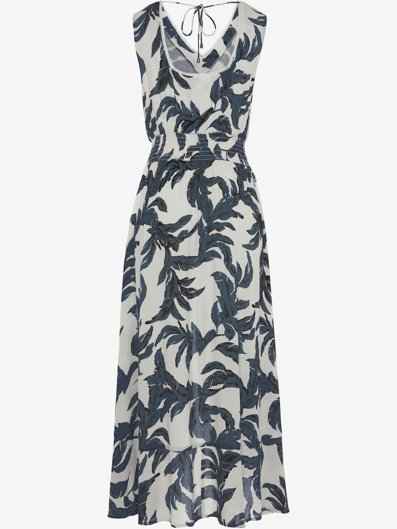 Robe longue discrète bordure en dentelle à l'encolure
