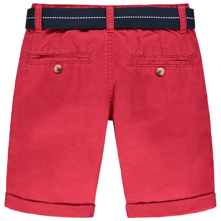Bermuda uni en toile à ceinture amovible - Rouge