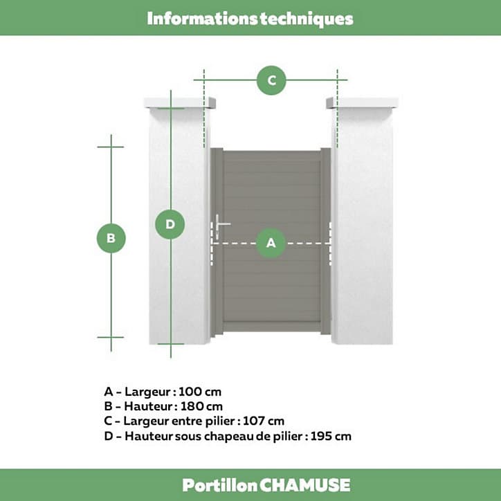 Portillon Jardimat battant aluminium Emagny gris quartz - 100 x h.180 cm