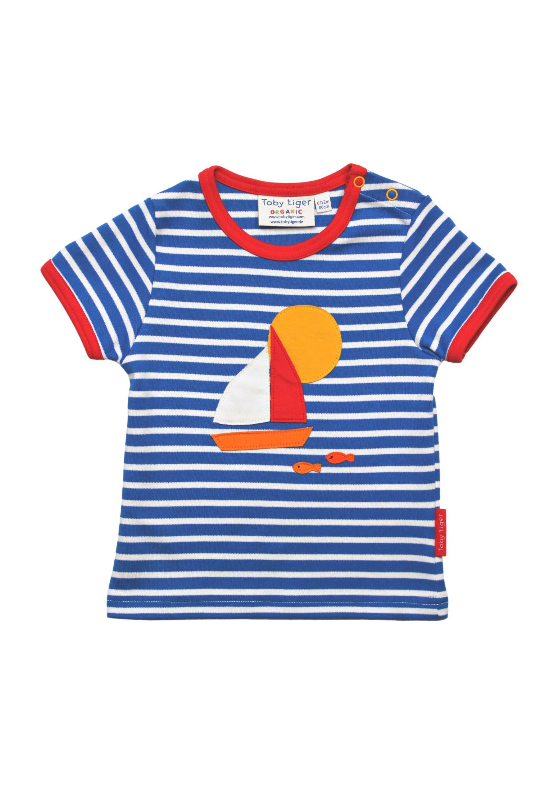 Toby Tiger Kurzarmshirt mit Segelboot Applikationen