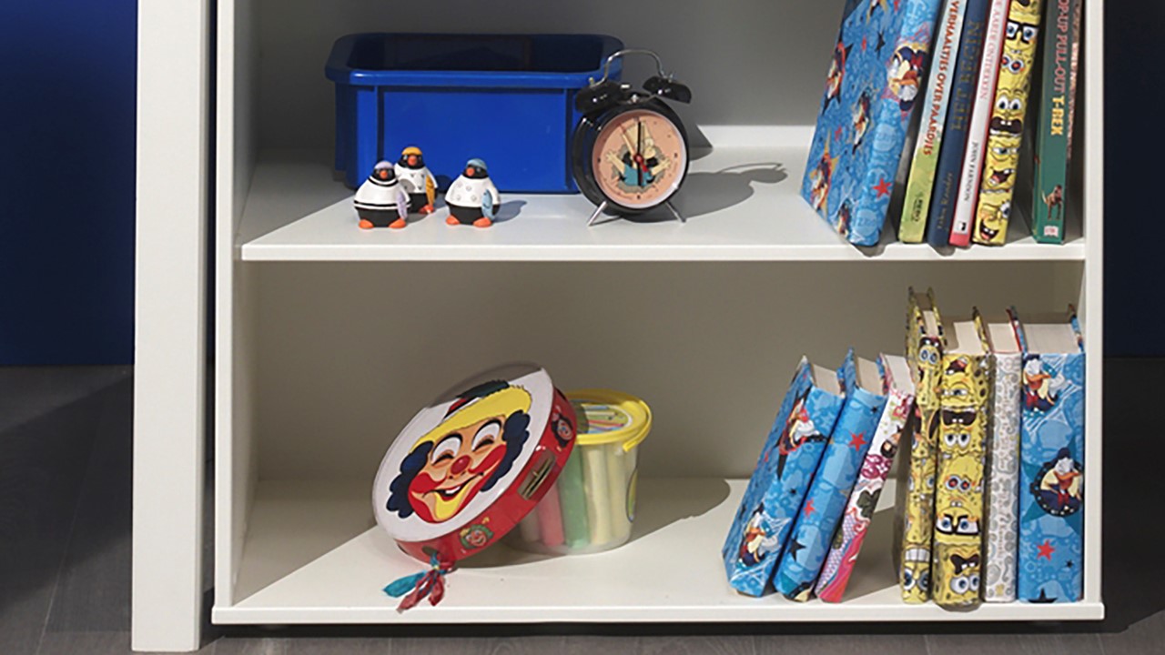 Halfhoogslaper Pino met commode met 2 deuren en boekenkast white