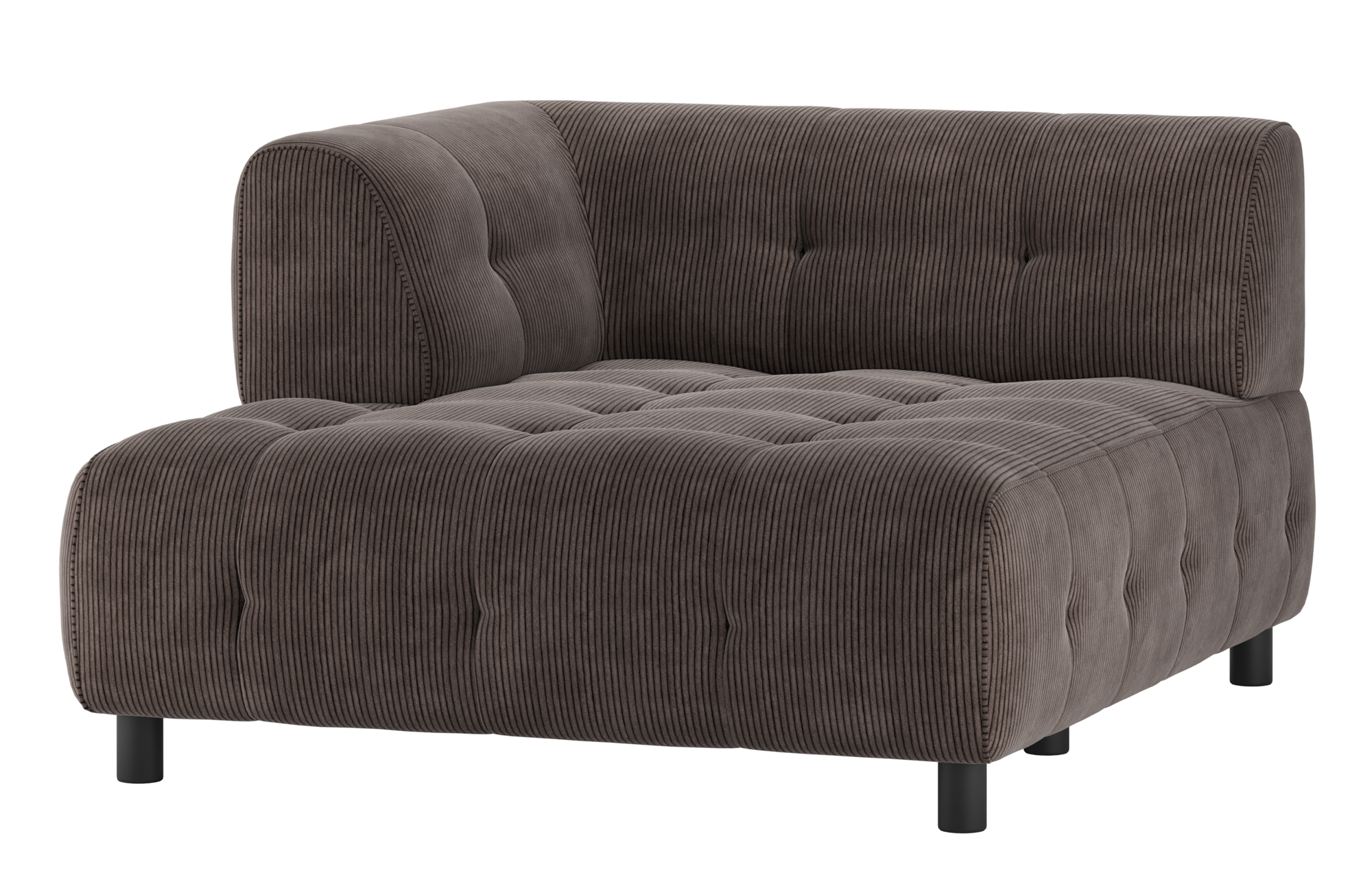 WOOOD 1,5-zits chaise longue met arm links Louis - Ribstof Louis 1,5-zits chaise longue met arm links Ribstof - Coffee