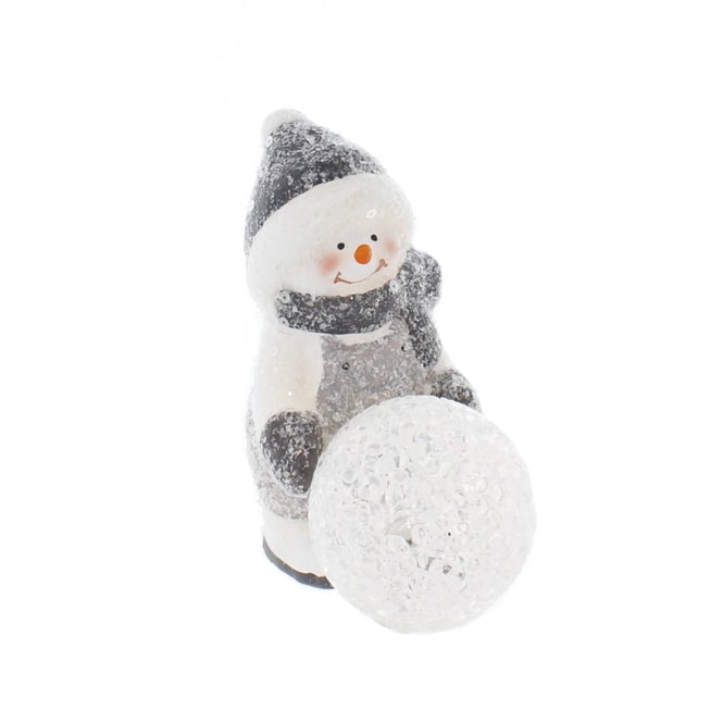 Schneemann mit LED Kugel - ca. 9,5 x 6 x 12 cm