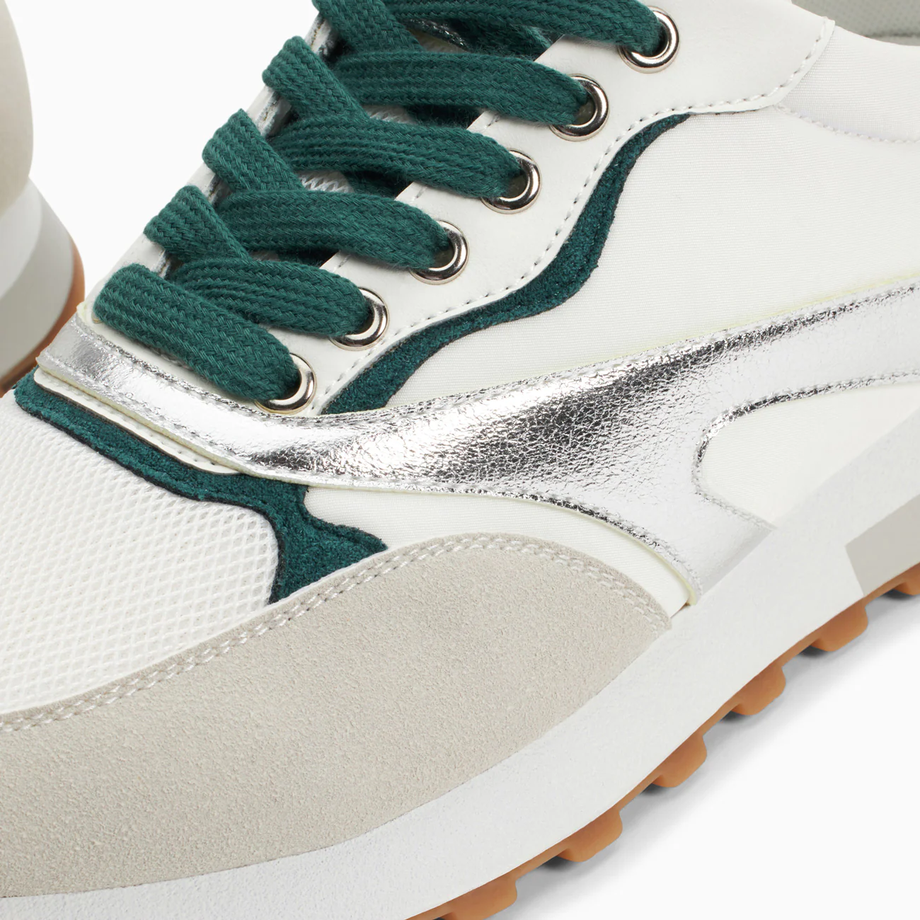 Sneakers-Baskets Jade argent et vert à semelle running