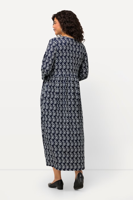 Jerseykleid, Wickeloptik, A-Linie, V-Ausschnitt, 3/4-Arm