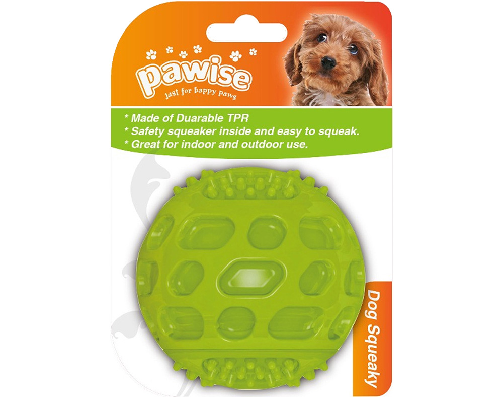 BRINQUEDO PARA CÃO PAWISE BOLA DE TERMOPLÁSTICO COM SQUEAKER 6.5CM