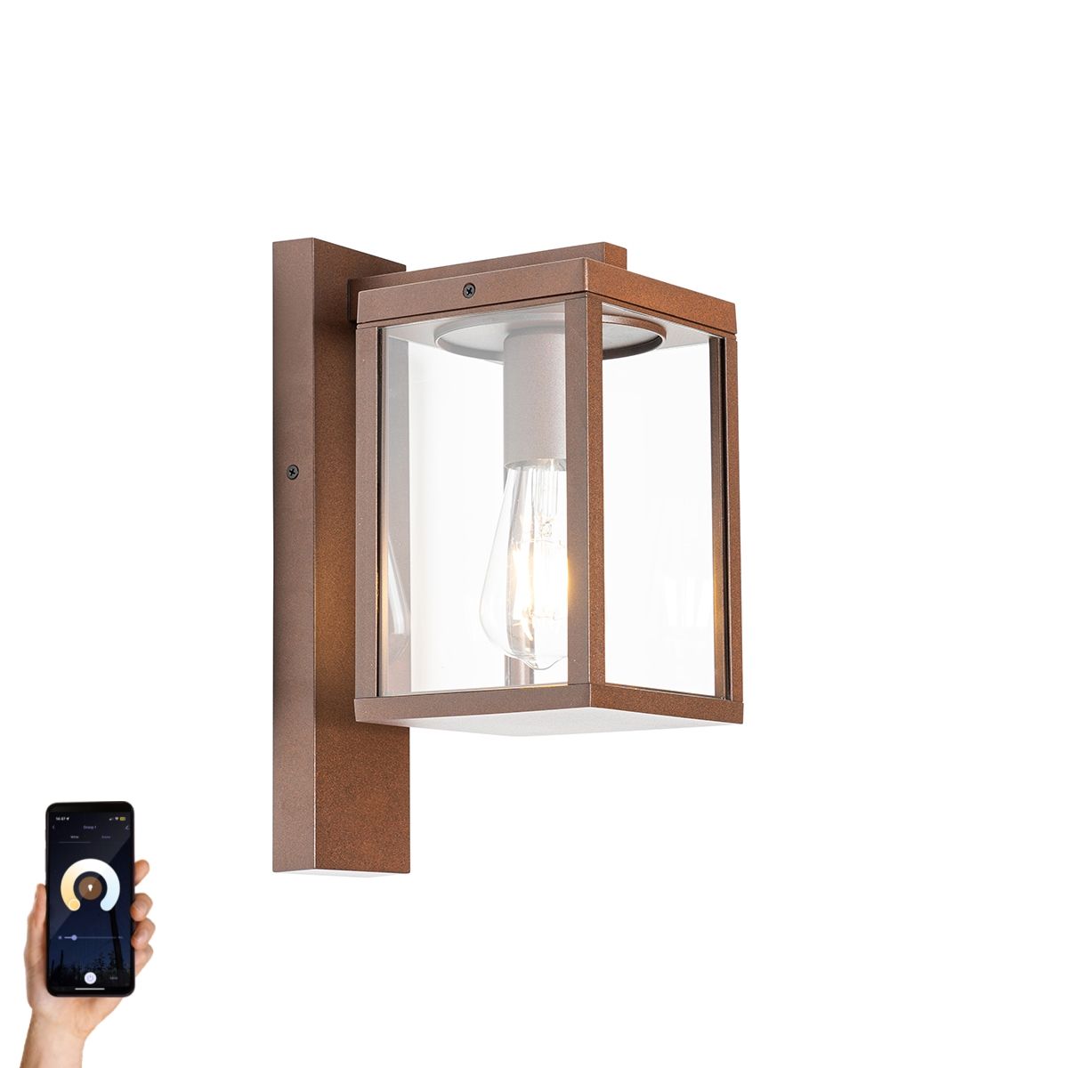 Smart buiten wandlantaarn roestbruin IP44 incl. Wifi ST64 - Charlois