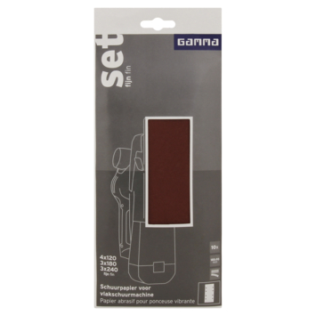 GAMMA schuurpapier vlakschuurmachine 185x93mm set klittenband 8 stofgaten 10 st.