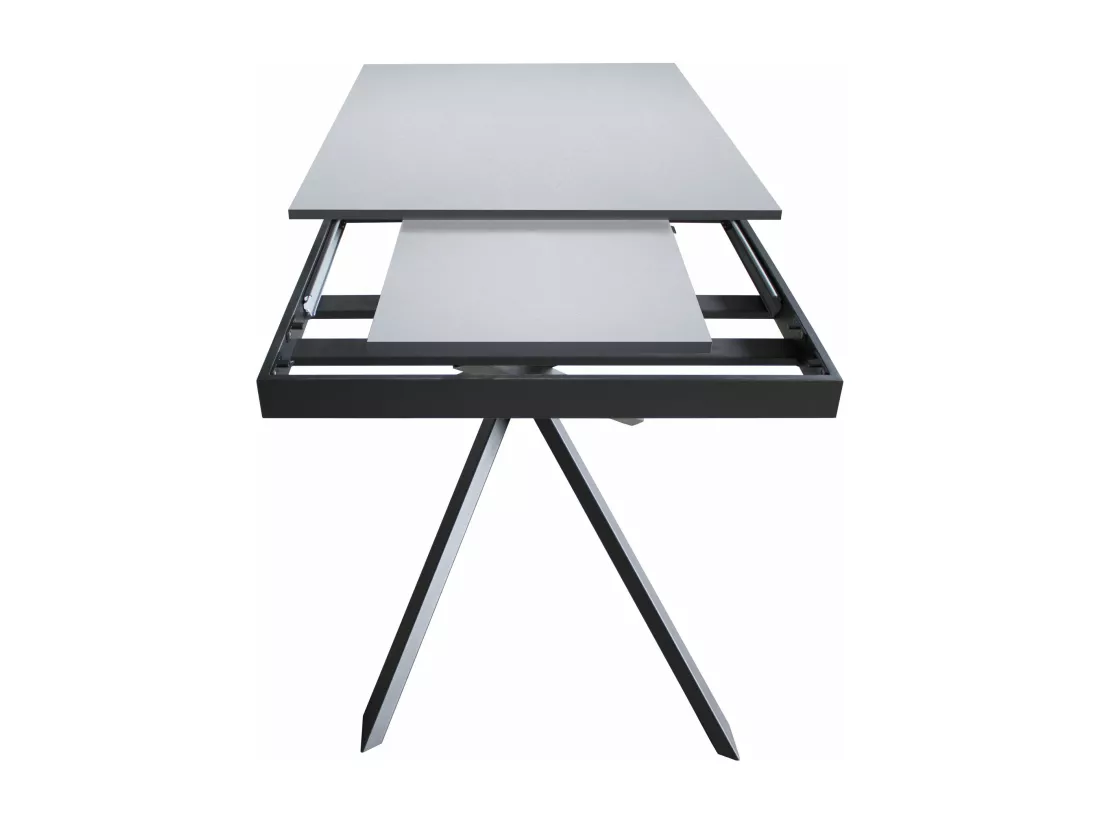 Table extensible 90x160/220 cm Ganty Anthracite Spatulé bande de chante Anthracite cadre Anthracite