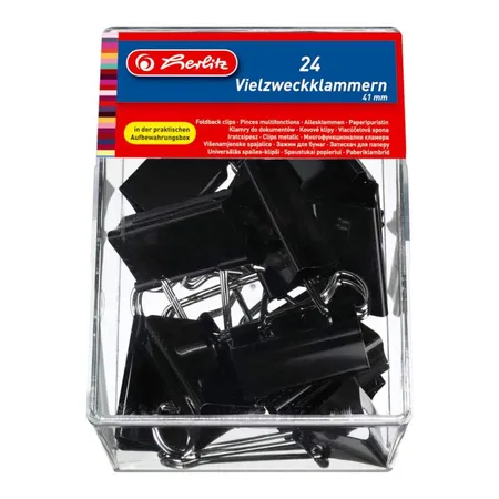 Herlitz Vielzweckklammern 41 mm, schwarz, 24 Stück
